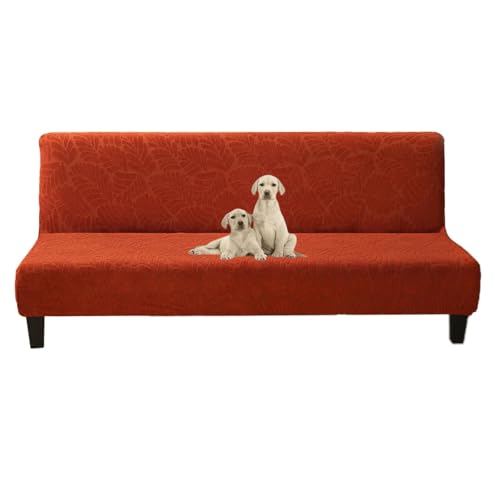 OwkHome Stretch-Futonbezug, Schonbezug for Schlafsofa, Armloser Couchschutz Mit Jacquard-Muster, Schwarz(Orange,S) von OwkHome