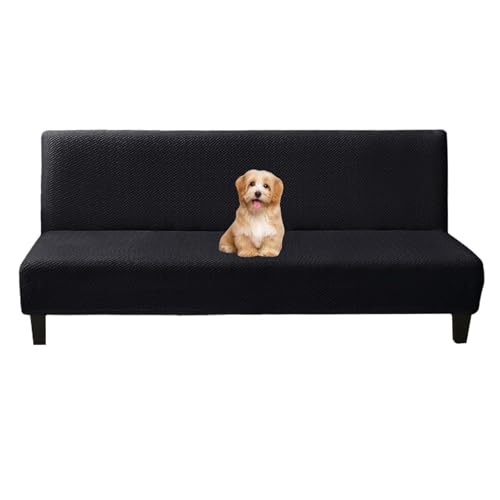 OwkHome Stretch-Futonbezug Mit Elastischer Unterseite, Universeller Schonbezug for Schlafsofa Und Klappcouch(Black,Large) von OwkHome
