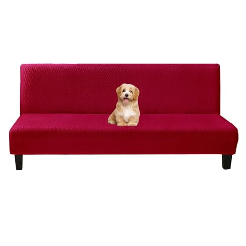OwkHome Stretch-Futonbezug Mit Elastischer Unterseite, Universeller Schonbezug for Schlafsofa Und Klappcouch(Burgundy,S) von OwkHome