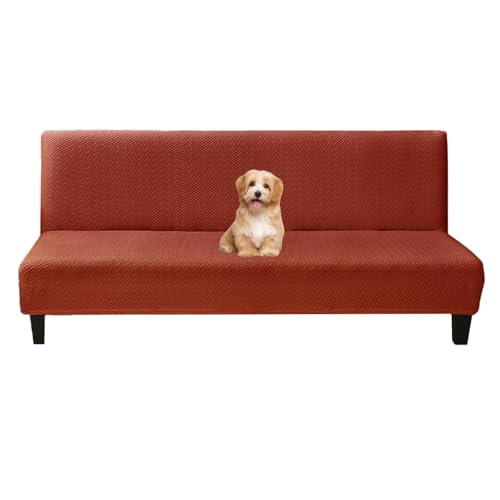 OwkHome Stretch-Futonbezug Mit Elastischer Unterseite, Universeller Schonbezug for Schlafsofa Und Klappcouch(Orange,S) von OwkHome