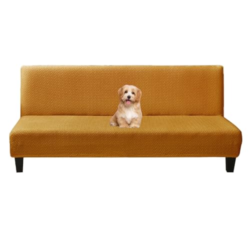 OwkHome Stretch-Futonbezug Mit Elastischer Unterseite, Universeller Schonbezug for Schlafsofa Und Klappcouch(Yellow,Large) von OwkHome