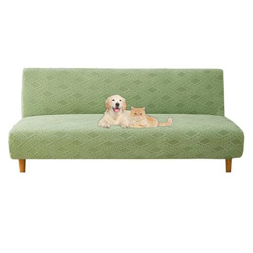 OwkHome Stretch-Futonbezug Ohne Armlehnen, Waschbarer Schonbezug for Schlafsofa Und Couch(Green,Large) von OwkHome