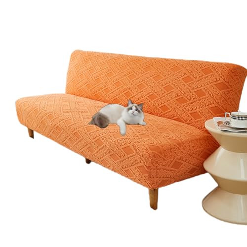 OwkHome Stretch-Futonbezug Ohne Armlehnen Mit 360°-Schutz Und Rutschfestem Design(Orange,Large) von OwkHome