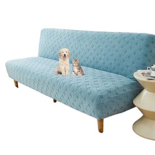 OwkHome Stretch-Futonbezug Ohne Armlehnen Mit Gummiband, Jacquard-Schonbezug for Schlafsofa Und Couch(Blue 1,Medium) von OwkHome