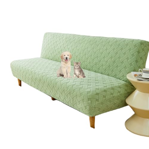 OwkHome Stretch-Futonbezug Ohne Armlehnen Mit Gummiband, Jacquard-Schonbezug for Schlafsofa Und Couch(Green,Medium) von OwkHome