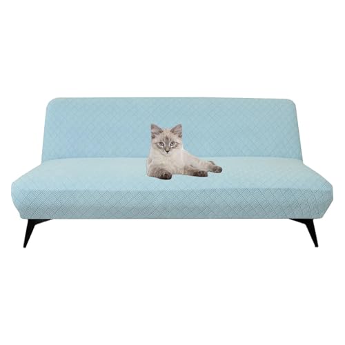 OwkHome Stretch-Futonbezug-Set Ohne Armlehnen – Wasserabweisender Schlafsofa-Schutz(Blue,Large) von OwkHome