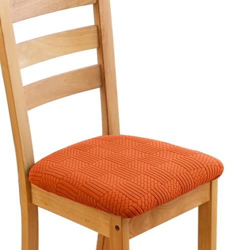 OwkHome Stretch Jacquard Esszimmerstuhl Hussen Waschbar Sitzschoner Abnehmbare Set(Orange,2 Pack) von OwkHome