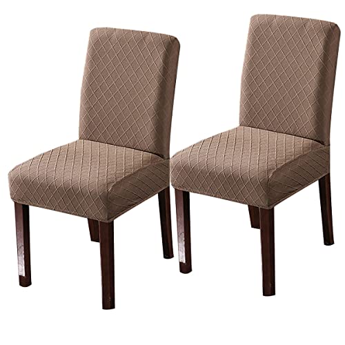 OwkHome Stretch-Jacquard-Esszimmerstuhl-Schonbezüge, 8er-Set, Waschbare Schoner(Coffee,4 PCS) von OwkHome