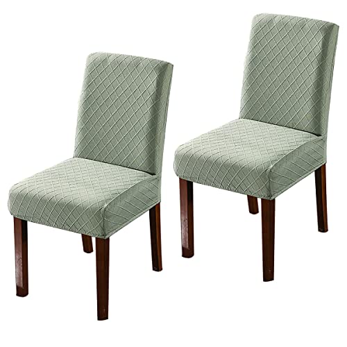 OwkHome Stretch-Jacquard-Esszimmerstuhl-Schonbezüge, 8er-Set, Waschbare Schoner(Green,2 PCS) von OwkHome