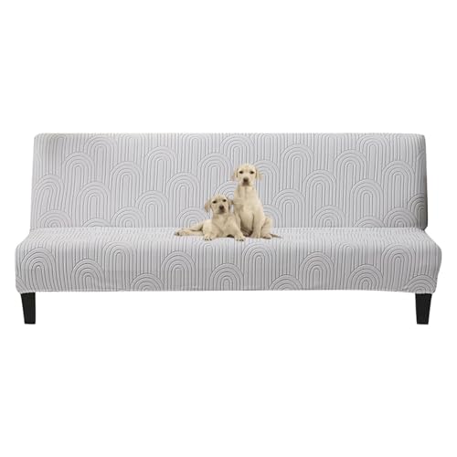 OwkHome Stretch-Jacquard-Futon-Schonbezug, Rutschfester Möbelschutz for Schlafsofas und Faltbare Couchen(Light Gray,Large) von OwkHome