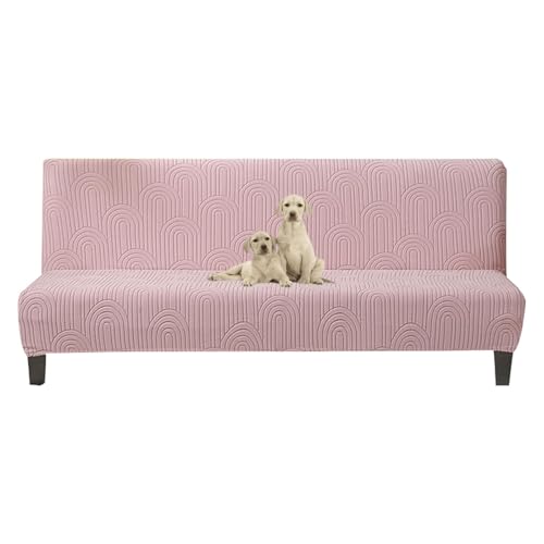 OwkHome Stretch-Jacquard-Futon-Schonbezug, Rutschfester Möbelschutz for Schlafsofas und Faltbare Couchen(Pink,Large) von OwkHome