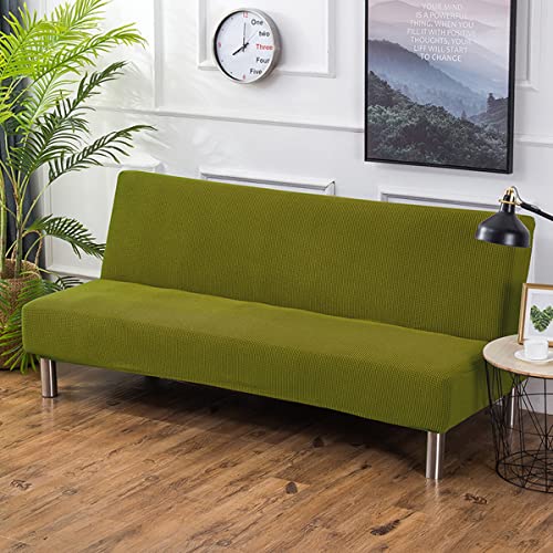 OwkHome Stretch-Jacquard-Futon-Schonbezug for Armlose Schlafsofas, Waschbarer Möbelschutz(Green,190-210cm) von OwkHome
