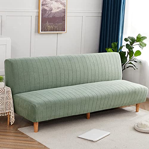 OwkHome Stretch-Jacquard-Futon-Schonbezug for Armlose Schlafsofas, Waschbarer Möbelschutz(Green,Large(190-210cm)) von OwkHome