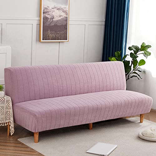 OwkHome Stretch-Jacquard-Futon-Schonbezug for Armlose Schlafsofas, Waschbarer Möbelschutz(Purple,Middle(160-185cm)) von OwkHome