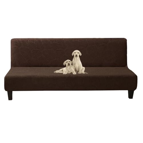OwkHome Stretch-Jacquard-Futonbezug for Armloses Schlafsofa Mit Elastischer Unterseite(Coffee,S) von OwkHome