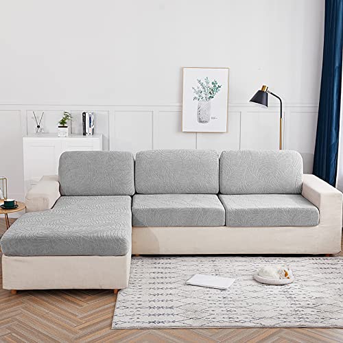 OwkHome Stretch-Jacquard-Kissenbezug In L-Form – Elastischer Möbelschutz(Light Gray,L-4 Seater) von OwkHome
