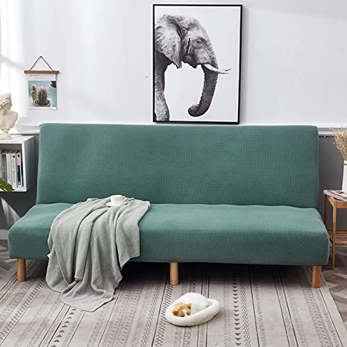 OwkHome Stretch-Jacquard-Schonbezug for Armloses Schlafsofa Und Futon, Rutschfester Couchbezug-Schutz(Dark Green,Small (160-190cm)) von OwkHome