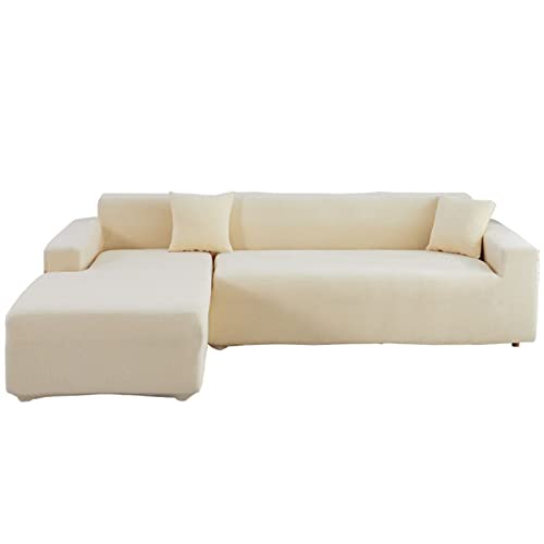 OwkHome Stretch-Jacquard-Sofabezug, rutschfest, waschbar, Möbelschutz for Sektionssofas(Beige,4 Seater 235-300cm) von OwkHome