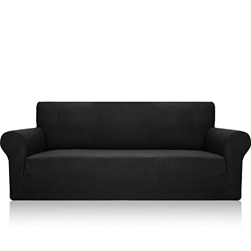 OwkHome Stretch-Jacquard-Sofabezug Mit Rutschfestem Design, Elastischer Möbelschutz(Black,Chair (31-46 in)) von OwkHome