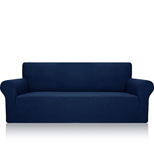 OwkHome Stretch-Jacquard-Sofabezug Mit Rutschfestem Design, Elastischer Möbelschutz(Navy Blue,Chair (31-46 in)) von OwkHome