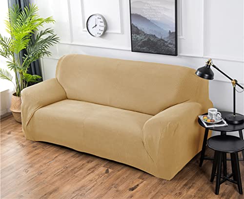 OwkHome Stretch Jacquard Sofabezug Waschbarer Möbelschutz Anti-Rutsch Elastischer Schonbezug(Yellow,4 Seater(235-300cm)) von OwkHome