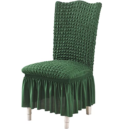 OwkHome Stretch-Jacquard-Stuhlhusse for Parson-Stuhl Mit Rock, Waschbares, Abnehmbares Stuhlhussen-Set for Esszimmerstühle(Dark Green,8 Pieces) von OwkHome