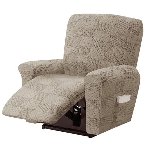 OwkHome Stretch-Liegesessel-Bezugsset Mit Aufbewahrungstasche, Waschbarer Möbelschutz for Mehrere Sitze(Khaki,3 Seats) von OwkHome