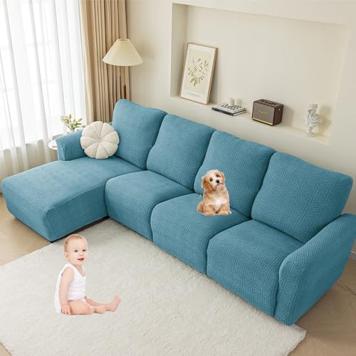 OwkHome Stretch-Liegesesselbezug Aus Samt Mit Elastischen Bändern, Rutschfester Möbelschutz for 1-3-Sitzer-Liegesofas(Blue,2seats/6Pieces) von OwkHome