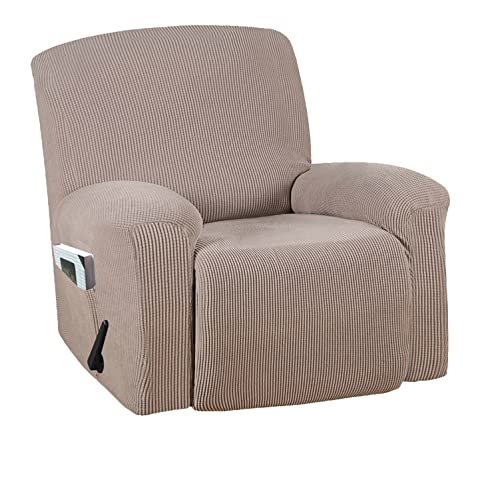 OwkHome Stretch-Liegestuhl-Schonbezug, 4-teiliges Set Mit Seitentasche, Maschinenwaschbarer Möbelschutz(Khaki) von OwkHome