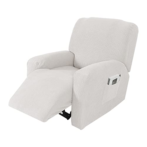 OwkHome Stretch-Liegestuhl-Schonbezug, Jacquard-Polyester, Elastischer Möbelschutz, Waschbarer Liegestuhlbezug(White) von OwkHome