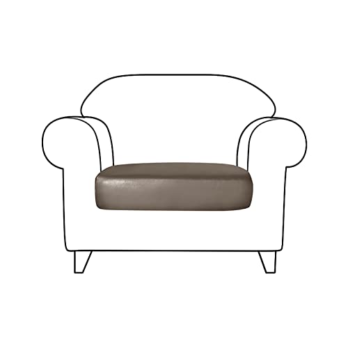 OwkHome Stretch-Möbelschutz for Sofakissen Aus PU-Leder Mit Elastischer Unterseite(Khaki,1 Seater) von OwkHome