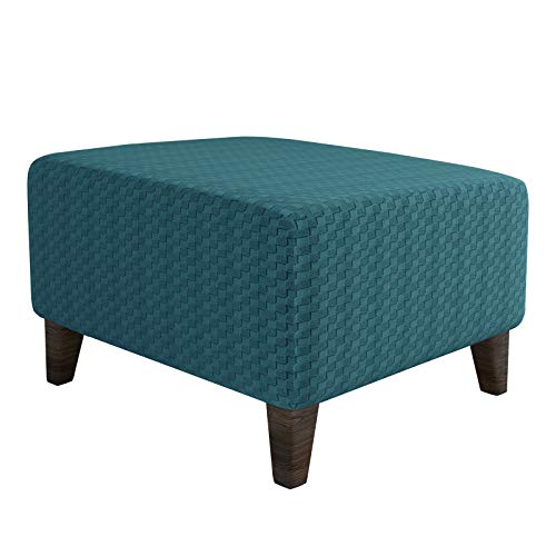 OwkHome Stretch-Ottoman-Schonbezug Aus Jacquard, Waschbarer Rechteckiger Möbelschutz(Blue-1,Large) von OwkHome