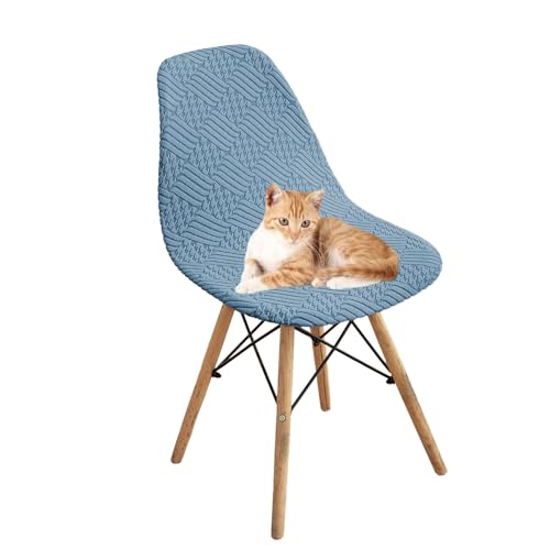 OwkHome Stretch-Polyester-Schonbezüge for Esszimmerstühle Ohne Armlehnen, 4er-Pack, Modernes Design, rutschfeste Passform(Blue,4 Pieces) von OwkHome