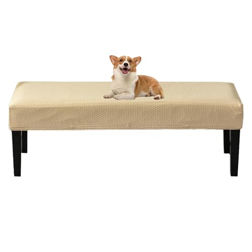 OwkHome Stretch Rechteck Bank Sitz Schonbezug Waschbar Wiederverwendbare Möbel Protector(Beige) von OwkHome