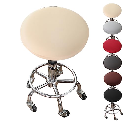OwkHome Stretch Runde Hocker Hussen Set Elastische Abnehmbare Barhocker Sitzbezüge(Beige 1pcs) von OwkHome