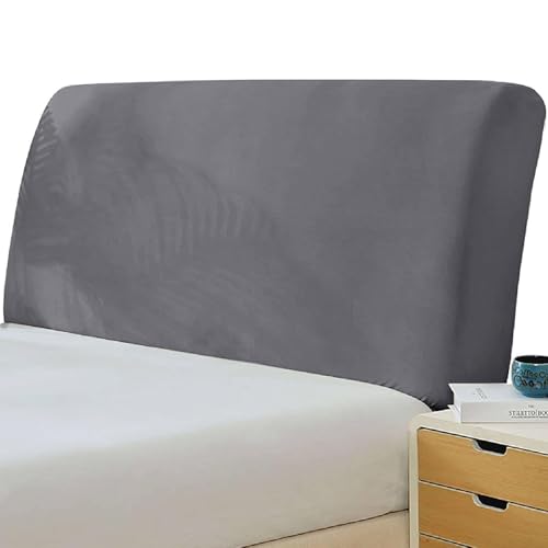 OwkHome Stretch-Samt-Kopfteilbezug, Waschbarer, Staubdichter Schlafzimmer-Dekorschutz(Light Gray,200-220cm(78-86in)) von OwkHome
