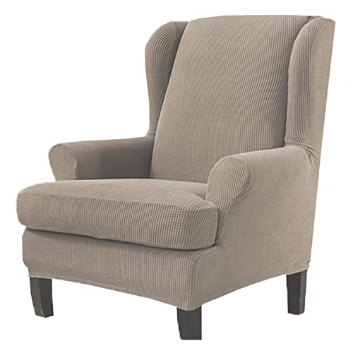 OwkHome Stretch-Samt-Ohrensessel-Schonbezug 2er-Set, Elastischer Unterbezug for Sessel Und Wohnzimmerdekor(Khaki) von OwkHome