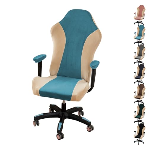OwkHome Stretch-Samtbezug-Set for Gaming-Stuhl mit Armlehnenschutz, geteiltes Design mit Reißverschluss for Büro- und Schreibtischstühle(B) von OwkHome