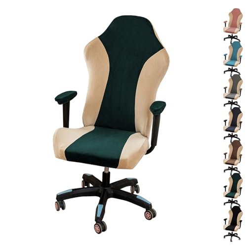 OwkHome Stretch-Samtbezug-Set for Gaming-Stuhl mit Armlehnenschutz, geteiltes Design mit Reißverschluss for Büro- und Schreibtischstühle(F) von OwkHome