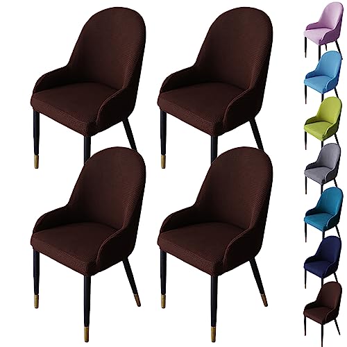 OwkHome Stretch-Schonbezüge for Drehstühle, Abnehmbar, 4er-Set, Waschbare Schonbezüge(Brown 4pcs) von OwkHome