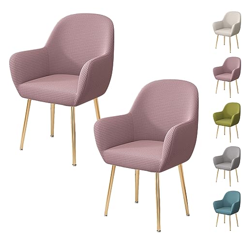 OwkHome Stretch-Schonbezug-Set Mit Armlehnen for Esszimmer- Und Bürostühle, Universell Passender Moderner Schutz(Pink 2pcs) von OwkHome