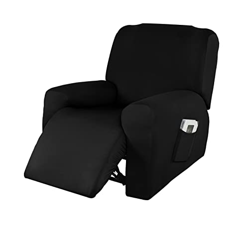 OwkHome Stretch-Schonbezug-Set for Relaxsessel Mit Sicherem Sitz Und Praktischer Tasche for Schutz Der Möbel(Black) von OwkHome