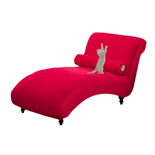 OwkHome Stretch-Schonbezug for Chaiselongue Aus Samt, Universelle Passform Mit Elastischem, Sicherem Design(Red) von OwkHome