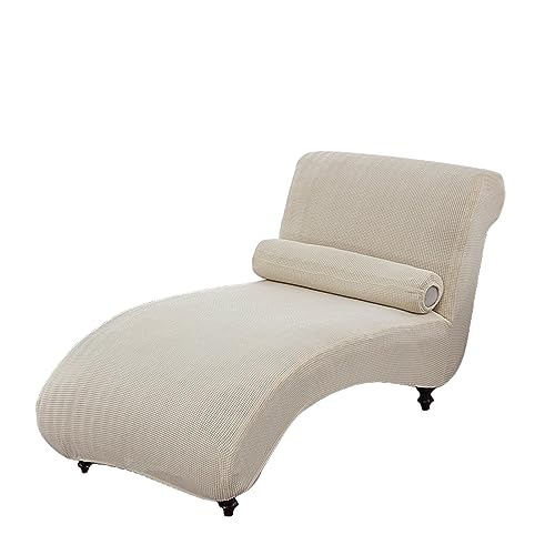 OwkHome Stretch-Schonbezug for Chaiselongue Mit Rutschfester Unterseite, Maschinenwaschbarer Möbelschutz(Beige) von OwkHome