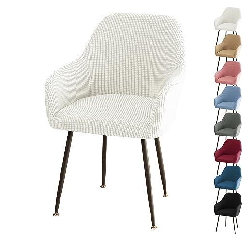 OwkHome Stretch-Sesselbezug-Set – Esszimmerstuhl-Schonbezüge Mit Gebogener Rückenlehne Und Armlehnen for Küche, Bar, Büro(White 1pcs) von OwkHome