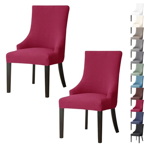 OwkHome Stretch-Sesselbezug for Ohrensessel – Waschbarer Bezug for Esszimmerstühle Mit Gebogener Rückenlehne(Red,2pcs) von OwkHome