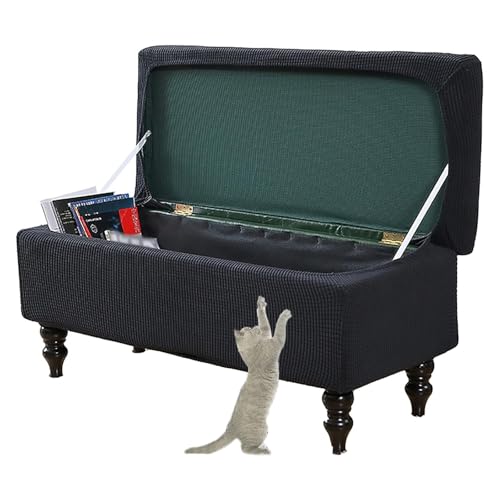 OwkHome Stretch-Sitzhocker-Schonbezug, Rechteckig, Elastischer Fußstützenbezug Mit Rutschfestem Design(Black,Medium) von OwkHome