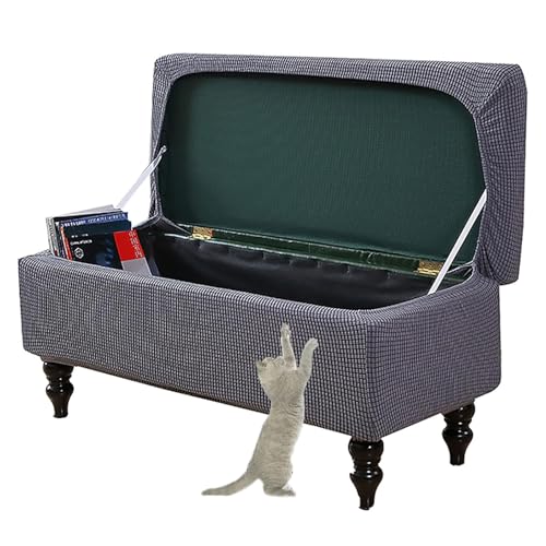 OwkHome Stretch-Sitzhocker-Schonbezug, Rechteckig, Elastischer Fußstützenbezug Mit Rutschfestem Design(Dark Gray,Large) von OwkHome