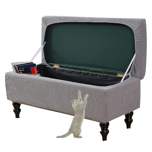 OwkHome Stretch-Sitzhocker-Schonbezug, Rechteckig, Elastischer Fußstützenbezug Mit Rutschfestem Design(Light Gray,Large) von OwkHome