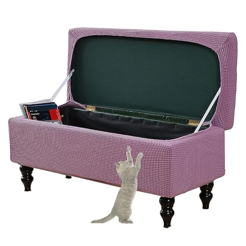 OwkHome Stretch-Sitzhocker-Schonbezug, Rechteckig, Elastischer Fußstützenbezug Mit Rutschfestem Design(Purple,Large) von OwkHome